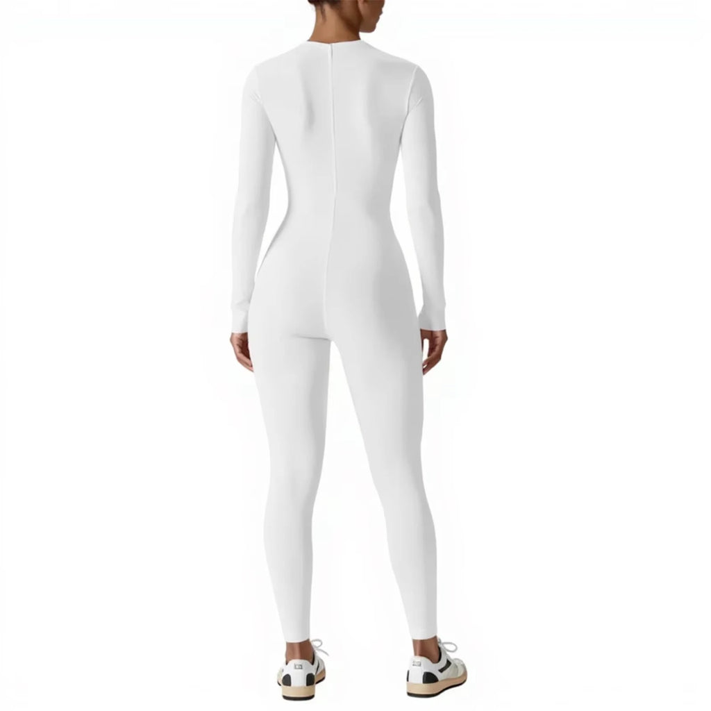 Women Long Sleeve Workout Jumpsuit Zip Up Romper Bottom Pants Bodysuit Bodycon Women Gym Clothing Running Fitness Suits