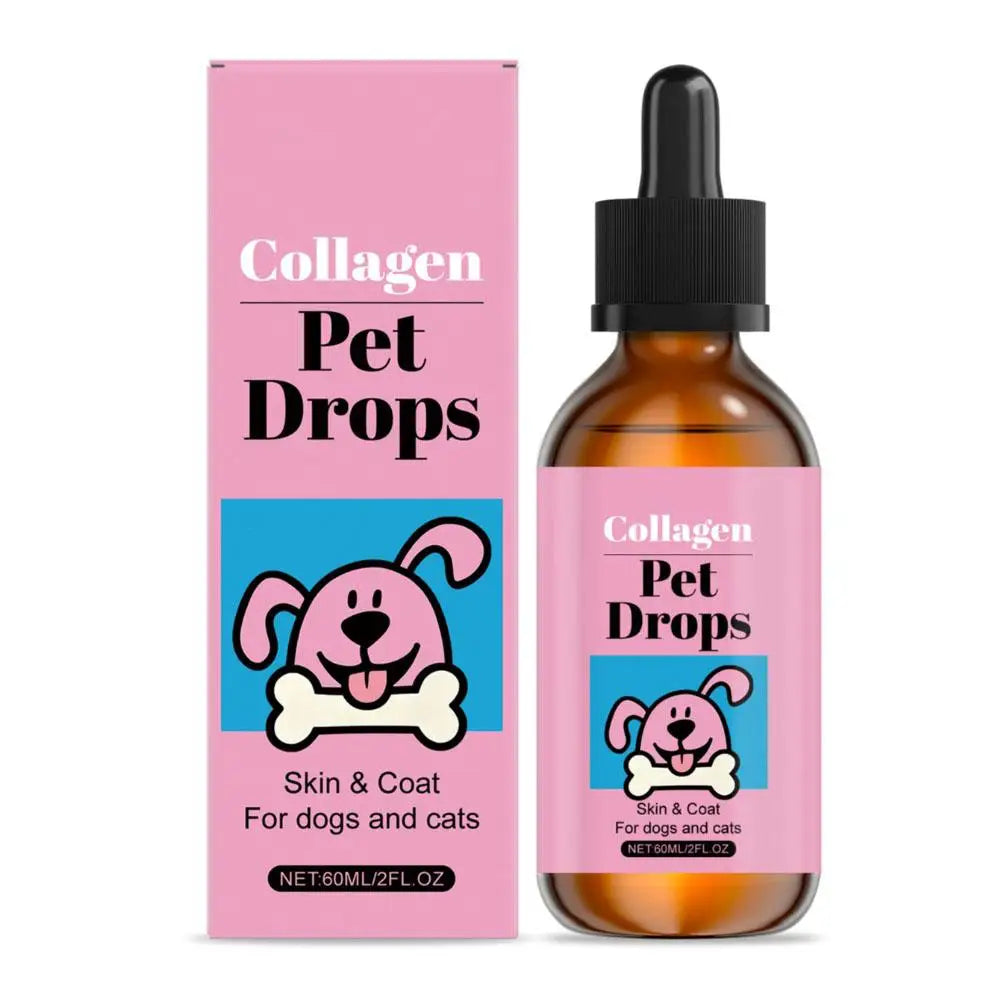 All Ages Pet Collagen Liquid Drops 60ml Skin Coat Support Supplement for Small Large Dog Cat Collagen for Pet Beauty and Health