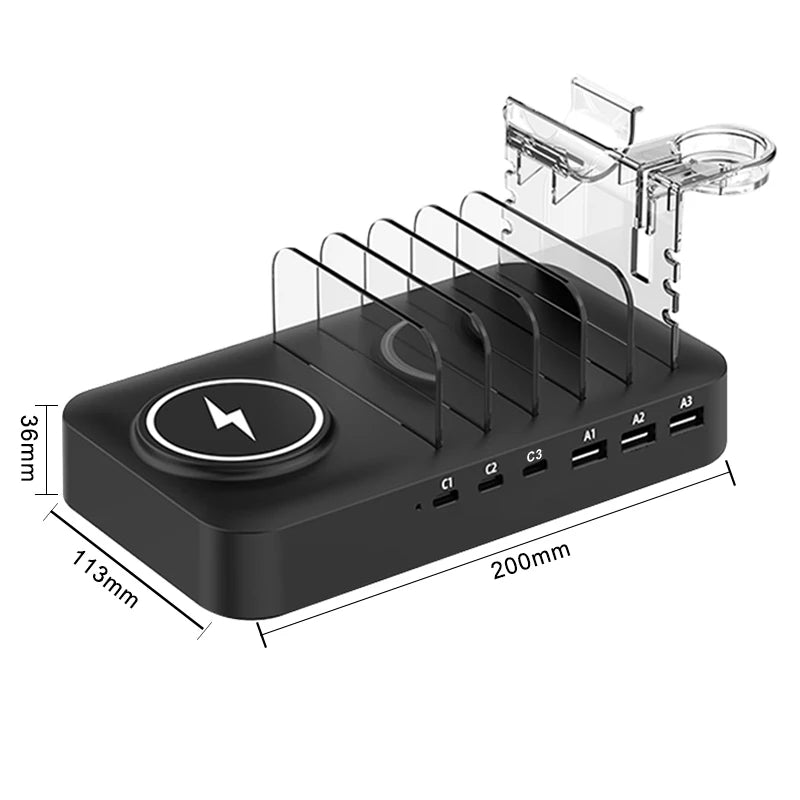 Multifunctional Charger 9in1 Wireless Charger For Mobile Phones Watches Headphones Multi Port Charger Fast Charger