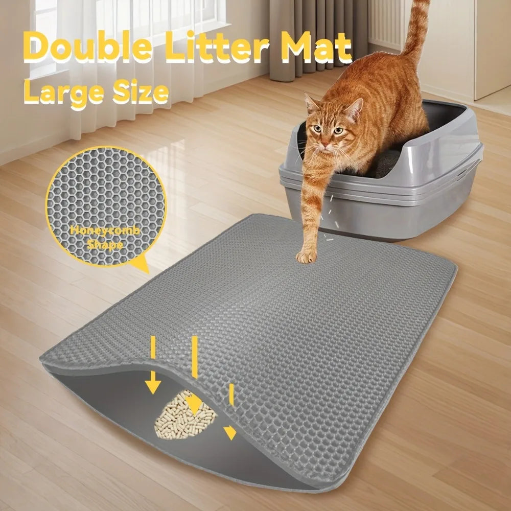 70x120cm Pet Cat Litter Mat Waterproof Double Layer Cat Litter Trapping Pet Litter Box Mat Clean Pad Products for Cats Accessori