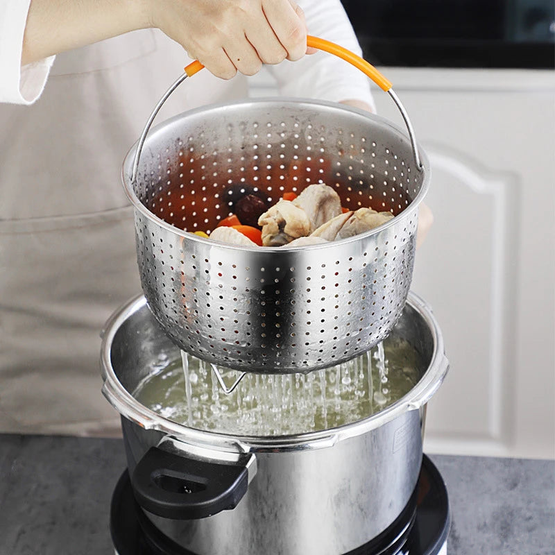 304 Stainless Steel Steamer Basket Instant Pot Accessories for 3/6/8L Instant Cooker with Silicone Covered Handle