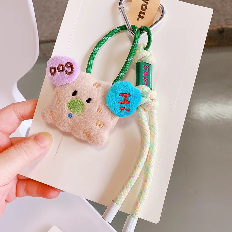 Funny Animal Doll Keychain With Randow Color Lanyard Accessories Mini Animal Doll Cute Keys Keyrings For Bag Pendant Kawaii Gift