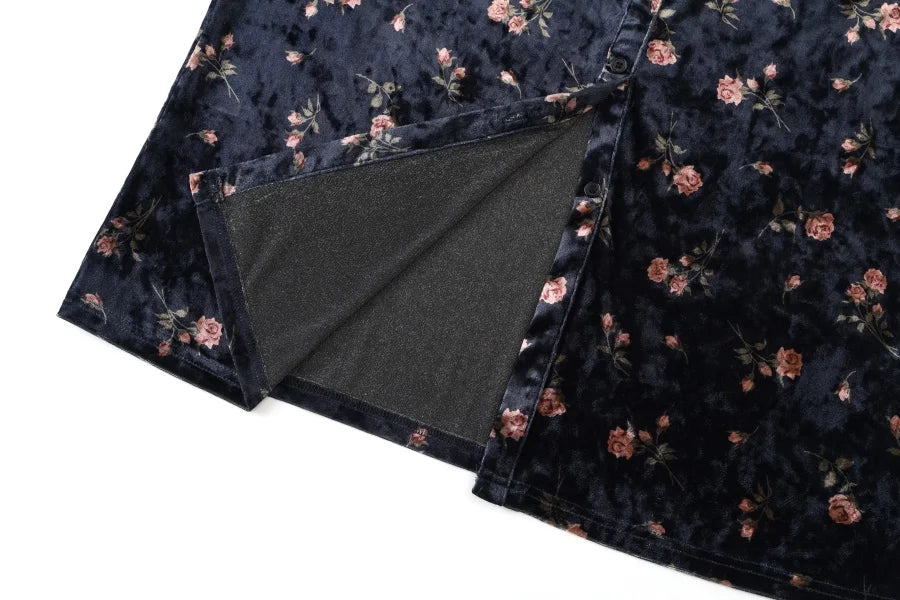 AS AW25 velvet print shirring woman dress elegance lady dressy wear
