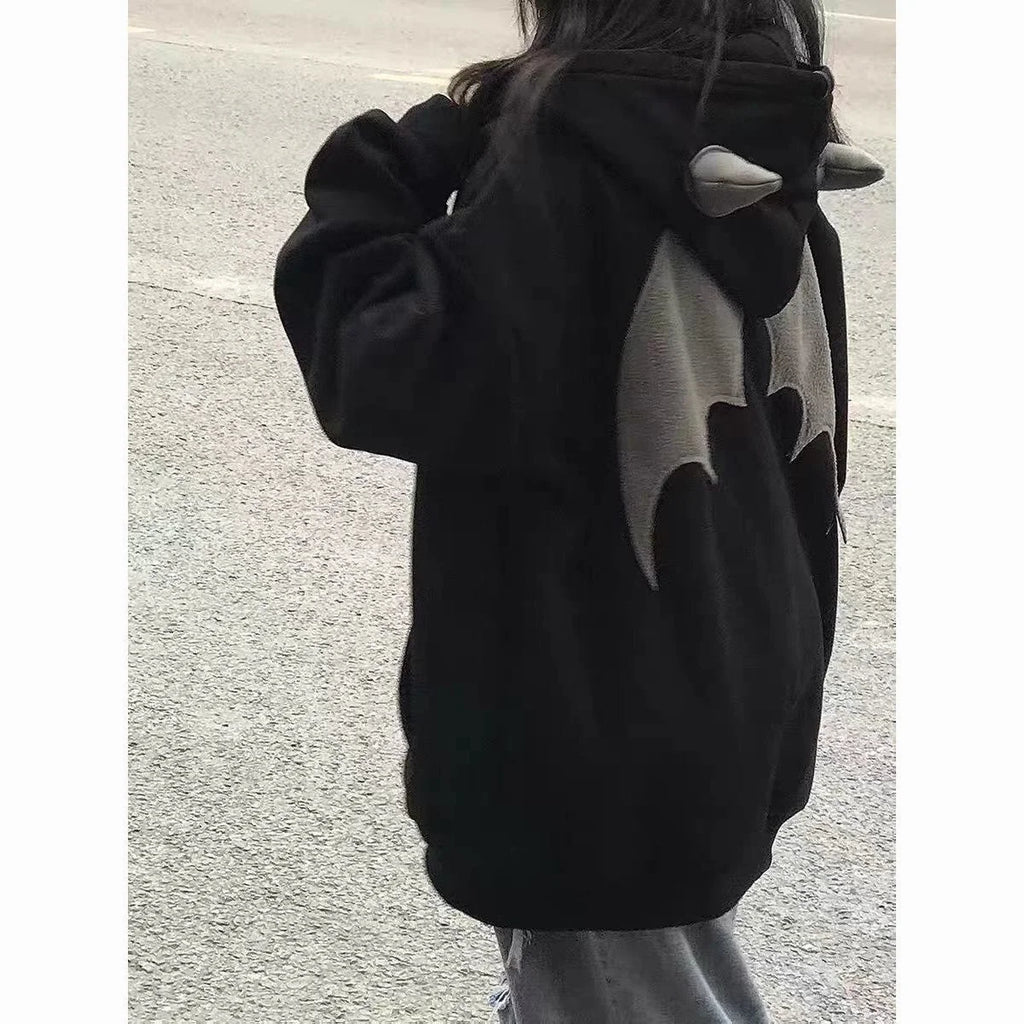 Hoodies Devil Women Men Dark Style Vintage Harajuku Hoody Zip Up Sweatshirt Hip Hop Streetwear Y2k Aesthetic Grunge Cardigan