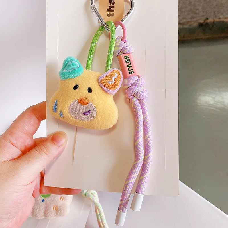 Funny Animal Doll Keychain With Randow Color Lanyard Accessories Mini Animal Doll Cute Keys Keyrings For Bag Pendant Kawaii Gift