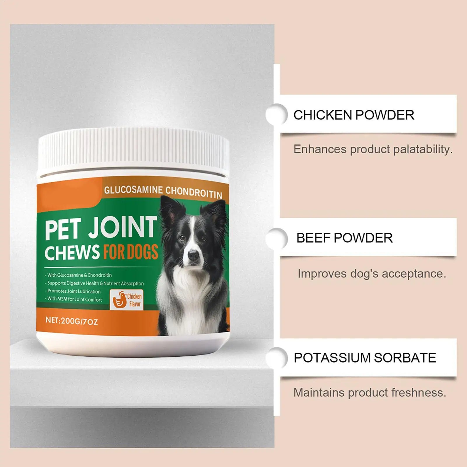 Joint Supplement For Dogs Natural Chews Pill 100-piece Dog Hip & Joint Care For Home Travel Daily Care Digestive Absorption Pet