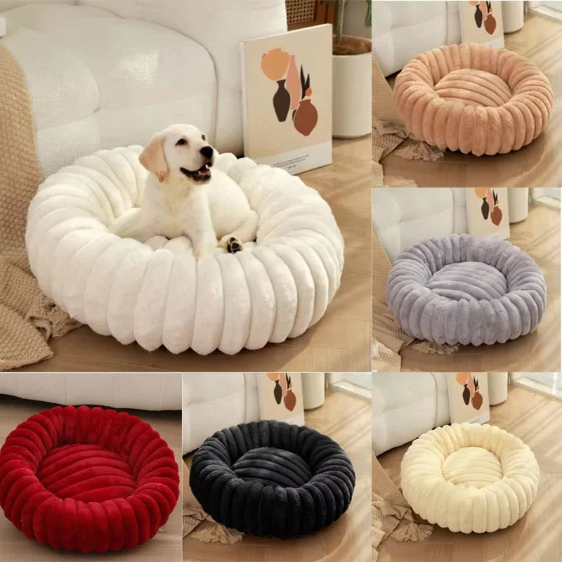 40-70cm Round Pet Bed for Dog Bed Super Soft Cat Bed Long Plush Dog House for Medium Dog House Winter Warm Sleeping