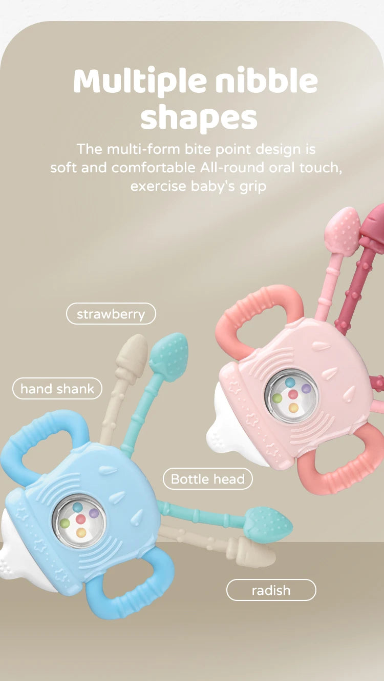 Baby Teething Toys Set，Teething Relief Toy,  BPA Free Cute Shaped Infant Teething Molar Toys Dental Care Newborn Babies Items