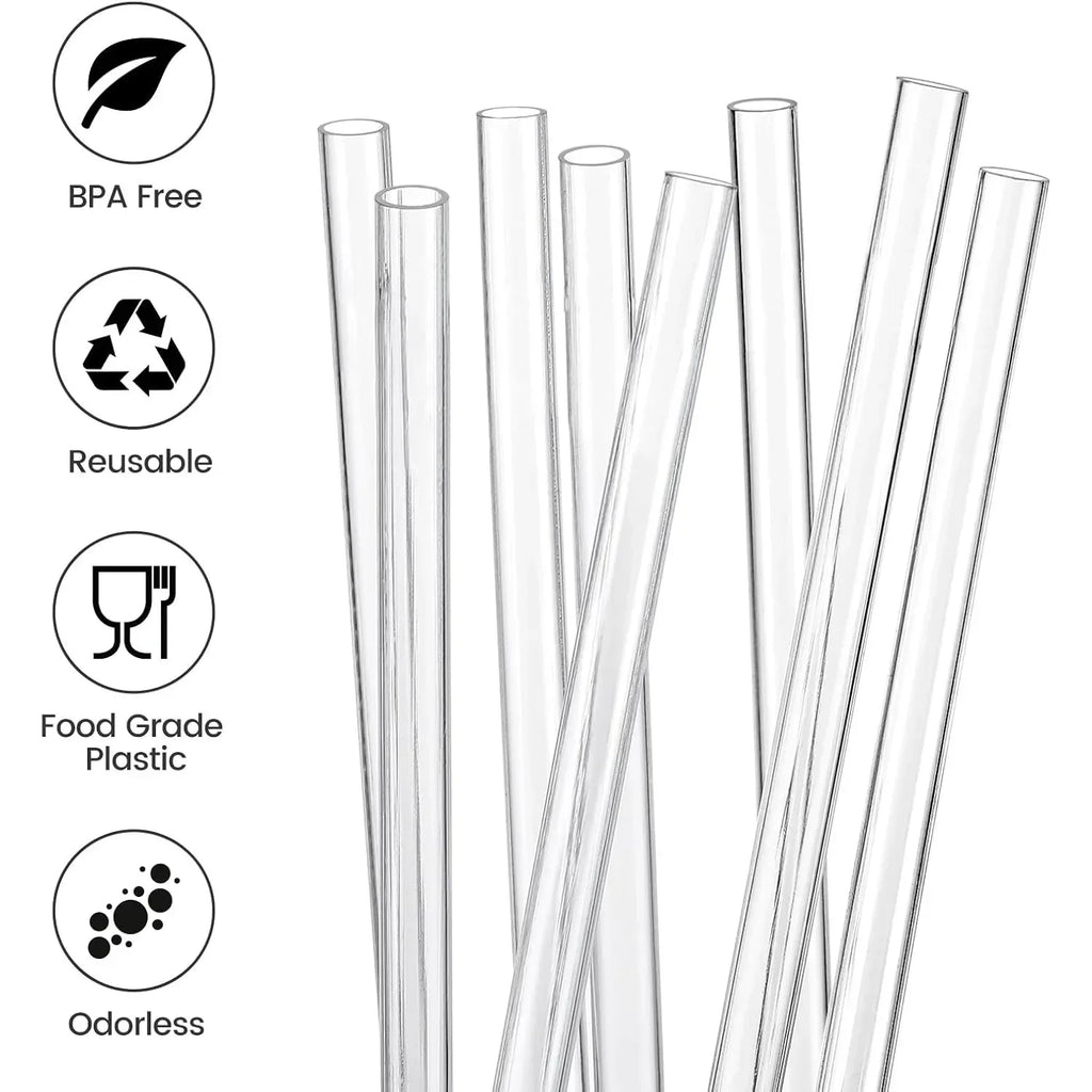 Replacement Straws for Stanley 40 oz Cup Tumbler, 4/8/12PCS Clear Reusable PVC Straws, 2 Straw Brushes,for Stanley Cup
