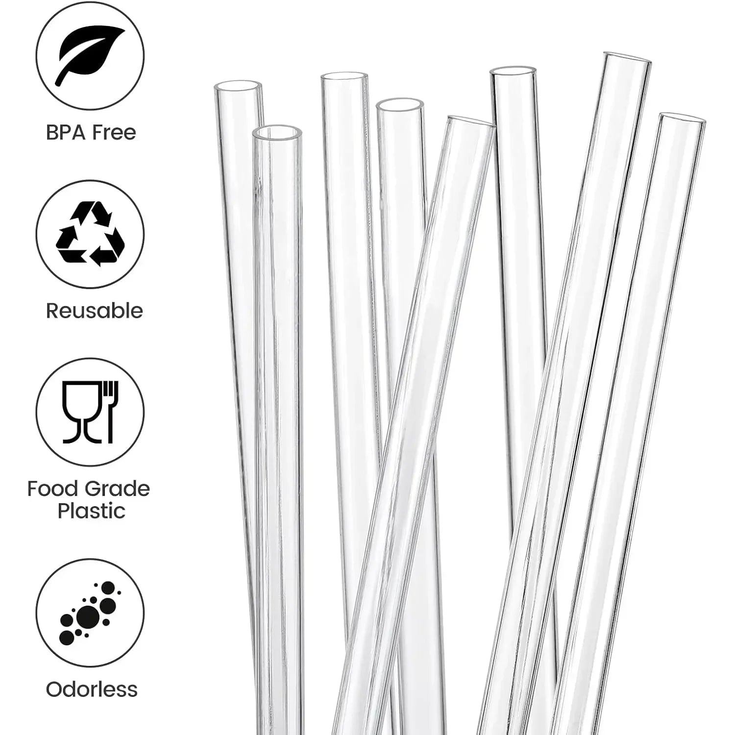 Replacement Straws for Stanley 40 oz Cup Tumbler, 4/8/12PCS Clear Reusable PVC Straws, 2 Straw Brushes,for Stanley Cup