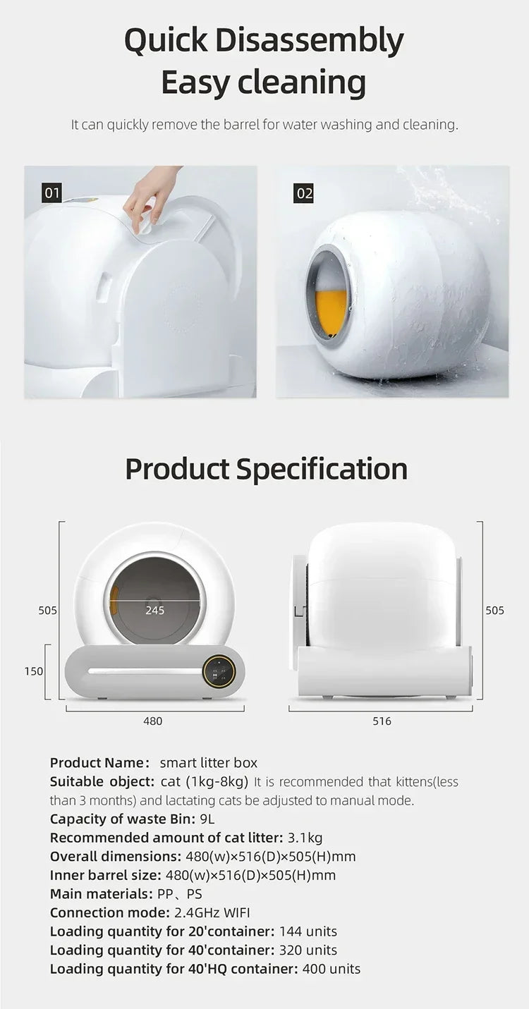 Fully Automatic Smart Cat Litter Box Large Capacity Cat Litter Box APP Remote Control Smart Cat Litter Box Pet Supplies