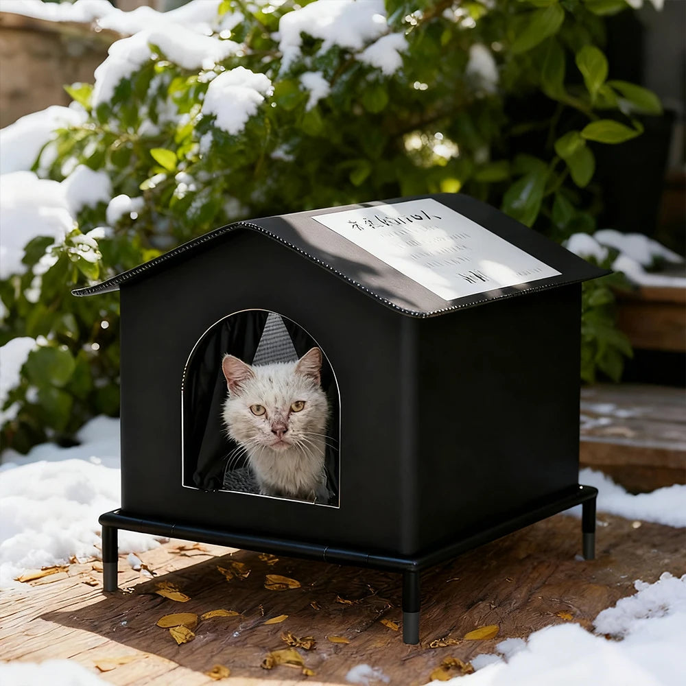 Cat House for Outdoor Cats Weatherproof and Insulated Feral Cat House with Mat and Canopy Easy to Put Together Cat Shelter