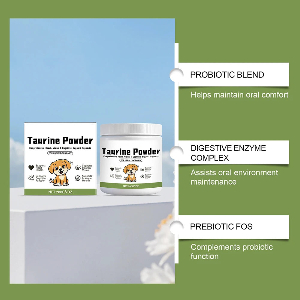200g Taurine Powder Paw VitaTtaurine Supplement for Dogs Supports for Heart-Vision Daily Welln-ess in Dogs